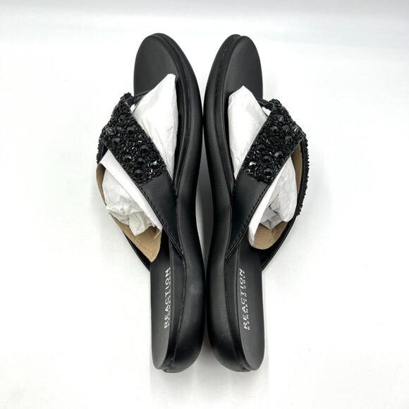 Kenneth Cole Reaction Size 9.5 Glam-Athon Black Jeweled Slides Sandals Shoes - Picture 8 of 13